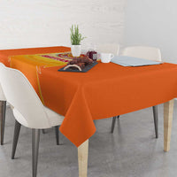 Bhutan Mandala Emblem Tablecloth with Monastic Orange and Spiritual Harmony