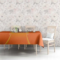 Bhutan Mandala Emblem Tablecloth with Monastic Orange and Spiritual Harmony