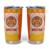 Bhutan Mandala Emblem Tumbler Cup with Monastic Orange and Spiritual Harmony