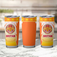 Bhutan Mandala Emblem Tumbler Cup with Monastic Orange and Spiritual Harmony