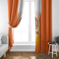 Bhutan Mandala Emblem Window Curtain with Monastic Orange and Spiritual Harmony