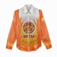 Bhutan Mandala Emblem Women Casual Shirt with Monastic Orange and Spiritual Harmony
