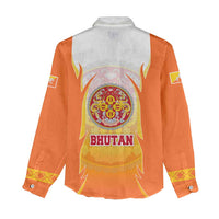 Bhutan Mandala Emblem Women Casual Shirt with Monastic Orange and Spiritual Harmony