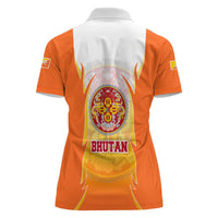 Bhutan Mandala Emblem Women Polo Shirt with Monastic Orange and Spiritual Harmony