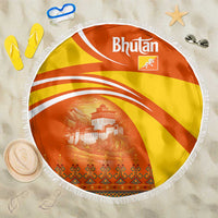 Bhutan Heritage Beach Blanket with Paro Monastery and Druk Dragon