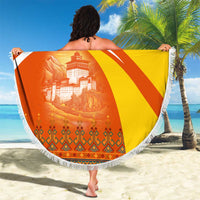 Bhutan Heritage Beach Blanket with Paro Monastery and Druk Dragon