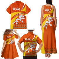 Bhutan Heritage Family Matching Tank Maxi Dress and Hawaiian Shirt with Paro Monastery and Druk Dragon