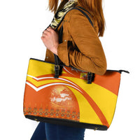 Bhutan Heritage Leather Tote Bag with Paro Monastery and Druk Dragon