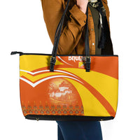 Bhutan Heritage Leather Tote Bag with Paro Monastery and Druk Dragon