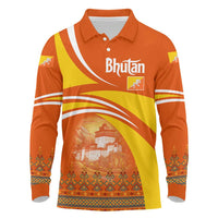 Bhutan Heritage Long Sleeve Polo Shirt with Paro Monastery and Druk Dragon