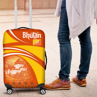 Bhutan Heritage Luggage Cover with Paro Monastery and Druk Dragon