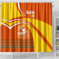 Bhutan Heritage Shower Curtain with Paro Monastery and Druk Dragon