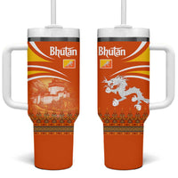 Bhutan Heritage Tumbler With Handle with Paro Monastery and Druk Dragon