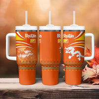 Bhutan Heritage Tumbler With Handle with Paro Monastery and Druk Dragon