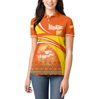 Bhutan Heritage Women Polo Shirt with Paro Monastery and Druk Dragon