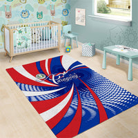 Paraguay Flag Day Area Rug Patriotic Sunburst Traditional Ñandutí Lace