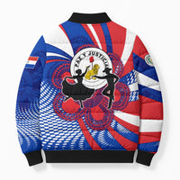Paraguay Flag Day Bomber Puffer Jacket Patriotic Sunburst Traditional Ñandutí Lace