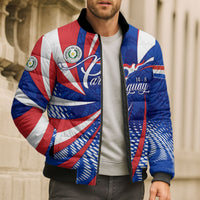 Paraguay Flag Day Bomber Puffer Jacket Patriotic Sunburst Traditional Ñandutí Lace