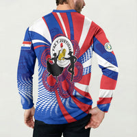 Paraguay Flag Day Button Sweatshirt Patriotic Sunburst Traditional Ñandutí Lace