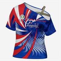 Paraguay Flag Day Cross Shoulder Shirt Patriotic Sunburst Traditional Ñandutí Lace
