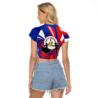 Paraguay Flag Day Raglan Cropped T Shirt Patriotic Sunburst Traditional Ñandutí Lace