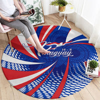 Paraguay Flag Day Round Carpet Patriotic Sunburst Traditional Ñandutí Lace