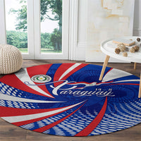 Paraguay Flag Day Round Carpet Patriotic Sunburst Traditional Ñandutí Lace