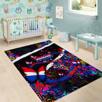 Paraguay Flag Day Area Rug Colorful Graffiti Map Butterflies