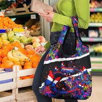 Paraguay Flag Day Grocery Bag Colorful Graffiti Map Butterflies