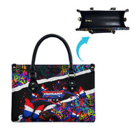 Paraguay Flag Day Leather Bag Colorful Graffiti Map Butterflies