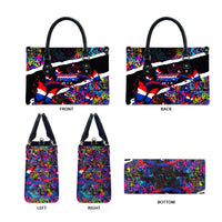 Paraguay Flag Day Leather Bag Colorful Graffiti Map Butterflies