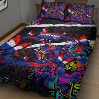 Paraguay Flag Day Quilt Bed Set Colorful Graffiti Map Butterflies