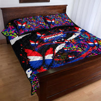 Paraguay Flag Day Quilt Bed Set Colorful Graffiti Map Butterflies