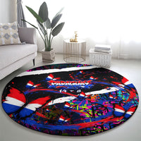 Paraguay Flag Day Round Carpet Colorful Graffiti Map Butterflies