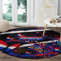 Paraguay Flag Day Round Carpet Colorful Graffiti Map Butterflies