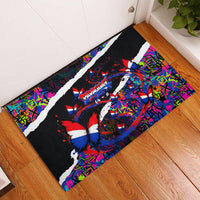 Paraguay Flag Day Rubber Doormat Colorful Graffiti Map Butterflies