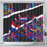 Paraguay Flag Day Shower Curtain Colorful Graffiti Map Butterflies