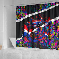 Paraguay Flag Day Shower Curtain Colorful Graffiti Map Butterflies