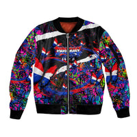Paraguay Flag Day Sleeve Zip Bomber Jacket Colorful Graffiti Map Butterflies
