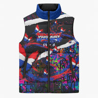 Paraguay Flag Day Sleeveless Puffer Jacket Colorful Graffiti Map Butterflies