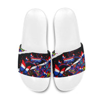 Paraguay Flag Day Slide Sandals Colorful Graffiti Map Butterflies
