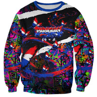 Paraguay Flag Day Sweatshirt Colorful Graffiti Map Butterflies