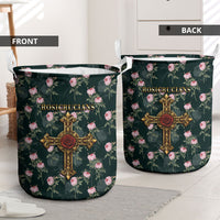 Rosicrucian Order Rose Cross Laundry Basket Gothic Baroque Crucifix Vintage Floral