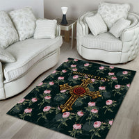 Rosicrucian Order Rose Cross Area Rug Gothic Baroque Crucifix Vintage Floral