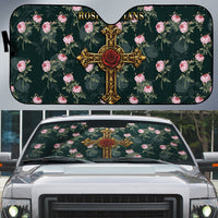 Rosicrucian Order Rose Cross Auto Sun Shade Gothic Baroque Crucifix Vintage Floral