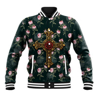Rosicrucian Order Rose Cross Baseball Jacket Gothic Baroque Crucifix Vintage Floral