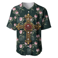 Rosicrucian Order Rose Cross Baseball Jersey Gothic Baroque Crucifix Vintage Floral