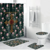 Rosicrucian Order Rose Cross Bathroom Set Gothic Baroque Crucifix Vintage Floral
