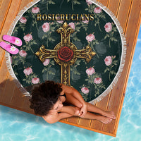 Rosicrucian Order Rose Cross Beach Blanket Gothic Baroque Crucifix Vintage Floral