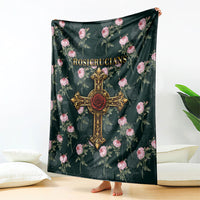 Rosicrucian Order Rose Cross Blanket Gothic Baroque Crucifix Vintage Floral